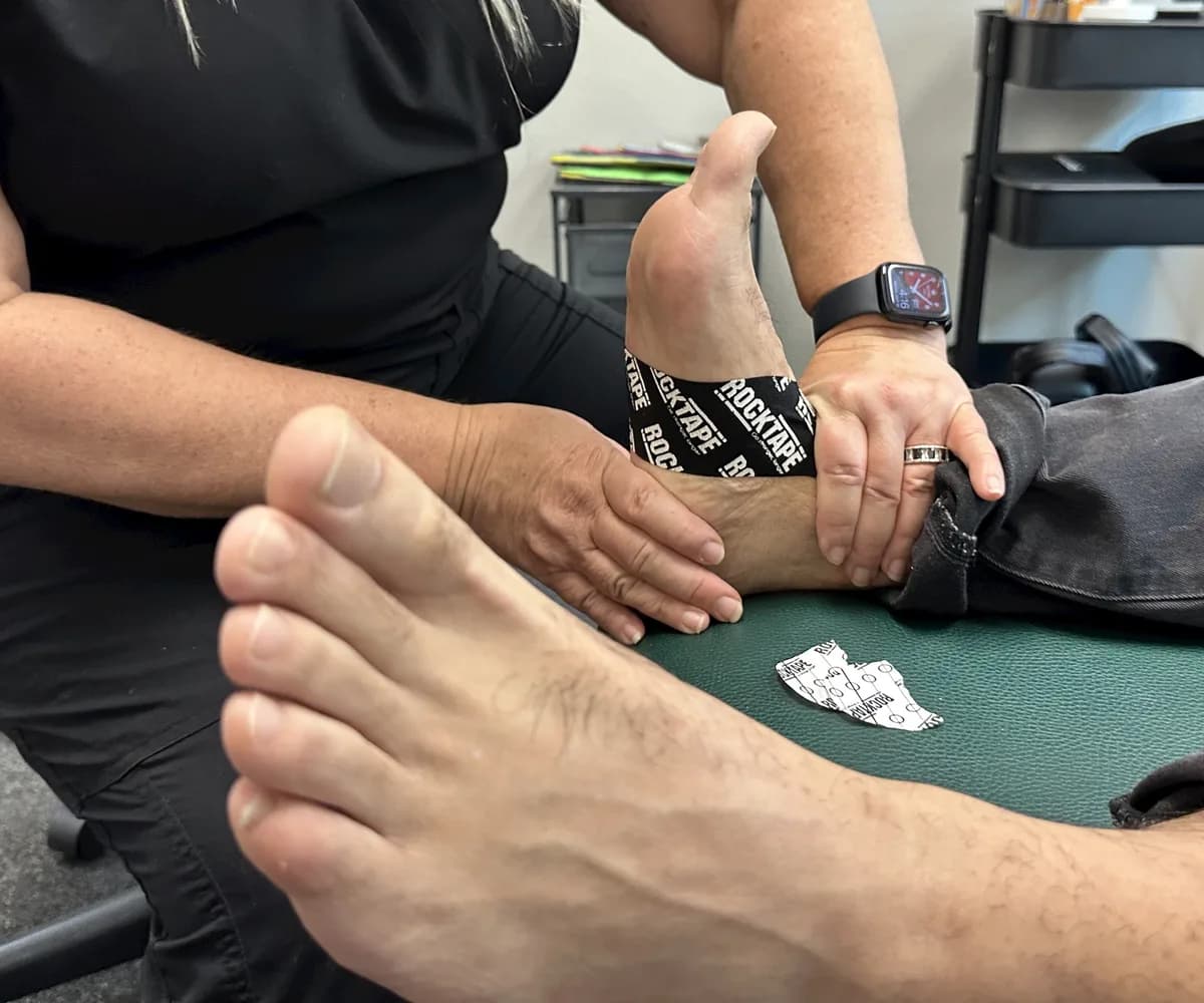 Close-up of foot and plantar fascia treatment at Back in Action Chiropractic in Las Vegas