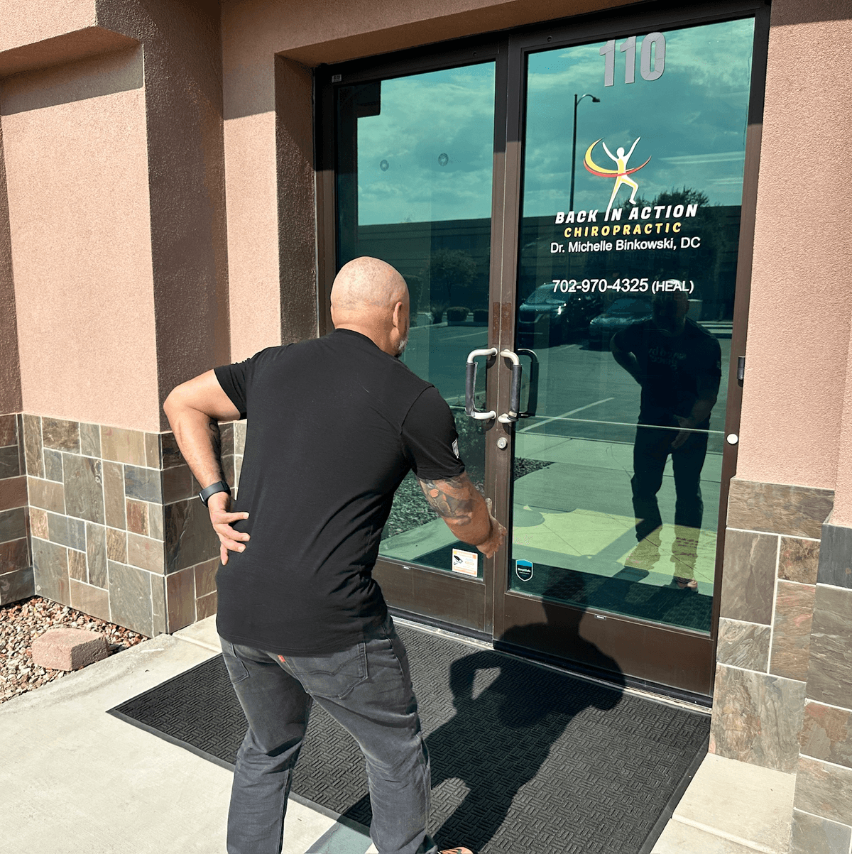 Back in Action Chiropractic entrance at 5552 S Fort Apache Rd Suite 110 Las Vegas 89148